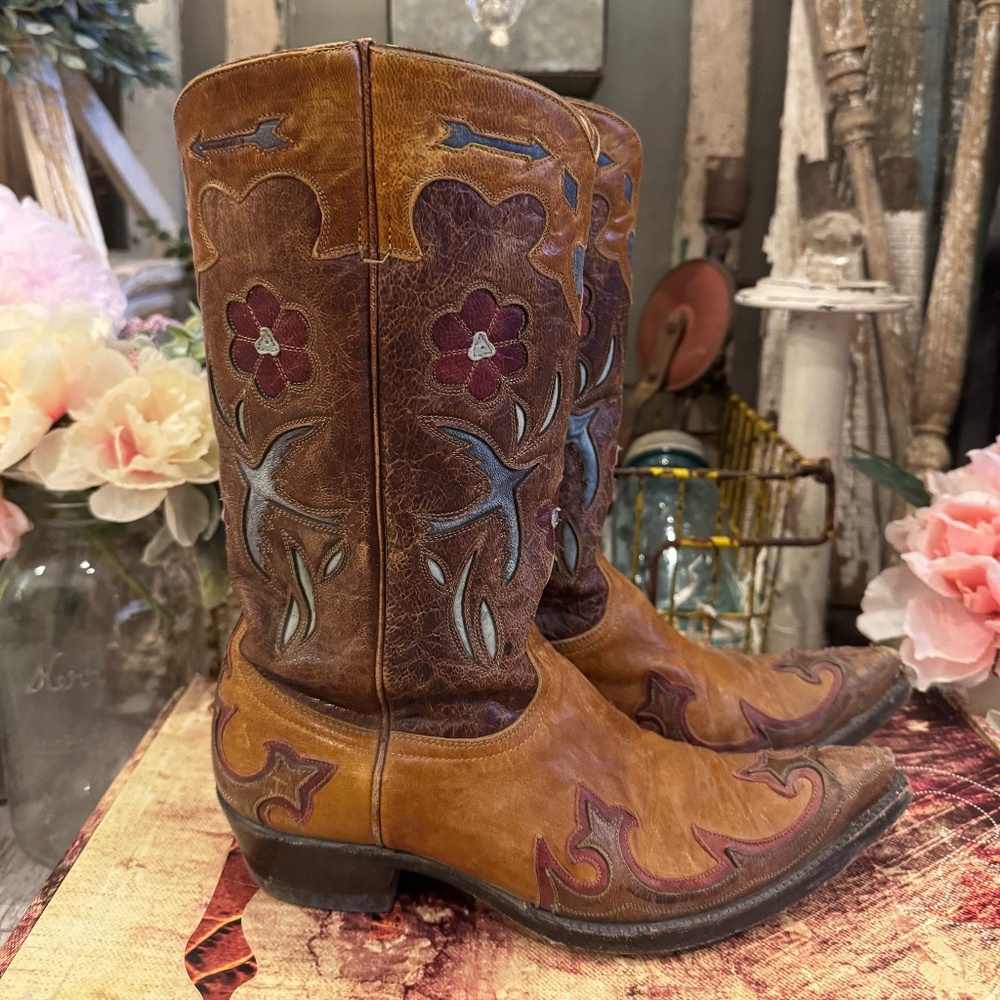 RARE OLD GRINGO GOLONDRITA INLAY BOOTS | COWBOY WESTERN | BUTTERCUP GOLONDRINA